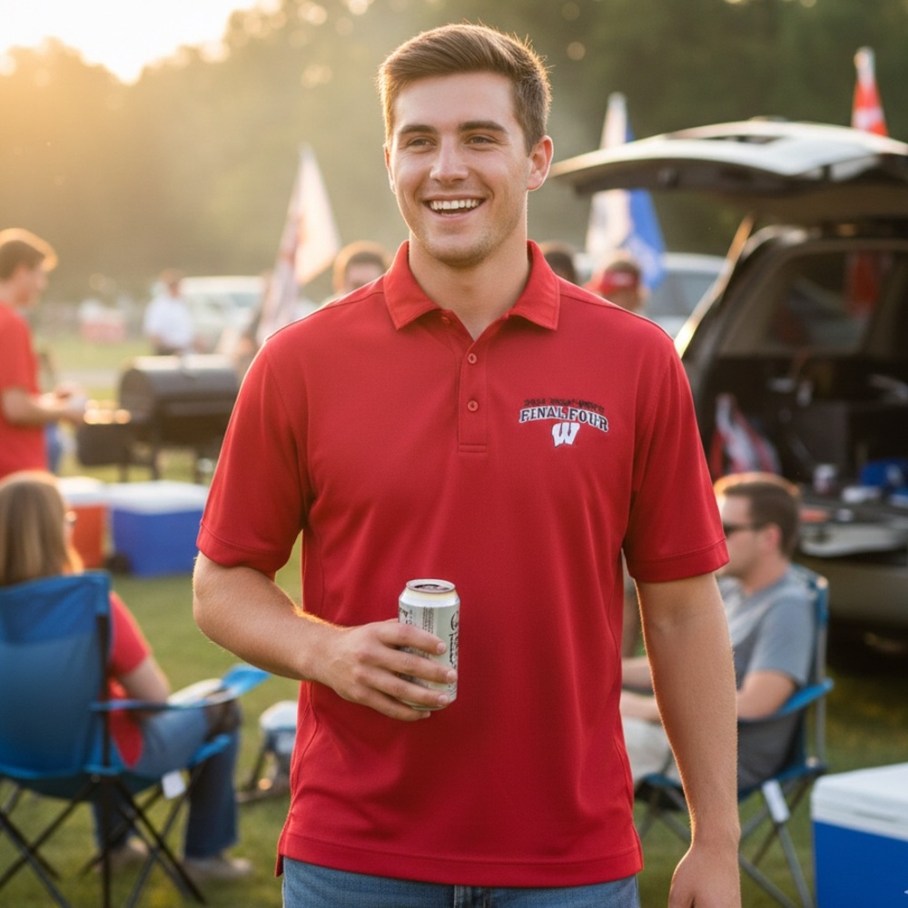 Cutter & Buck CB DryTec XL Red 2014 NCAA Final Four Wisconsin Polo